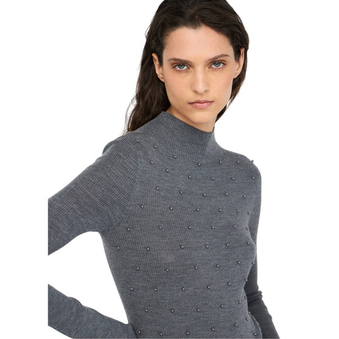 Liu Jo Maglia Maglia Donna con perle applicate a costine S - Francavilla Moda