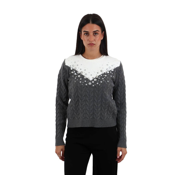 Liu Jo Maglia Maglia Donna con trass e perle decorative S A26-LIU.JOTF6187MA25S-D3029-S - Francavilla Moda