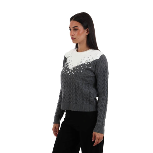 Liu Jo Maglia Maglia Donna con trass e perle decorative S A26-LIU.JOTF6187MA25S-D3029-S - Francavilla Moda