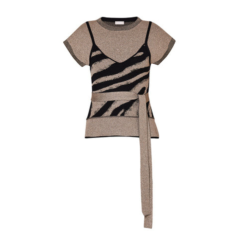 Liu Jo Maglia Maglia Donna jacquard con fusciacca Rose gold - Francavilla Moda