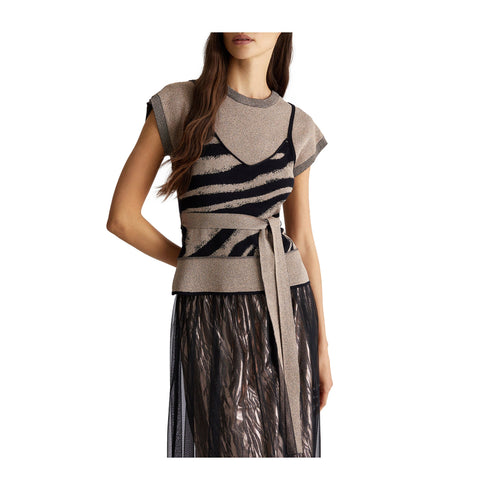 Liu Jo Maglia Maglia Donna jacquard con fusciacca Rose gold - Francavilla Moda