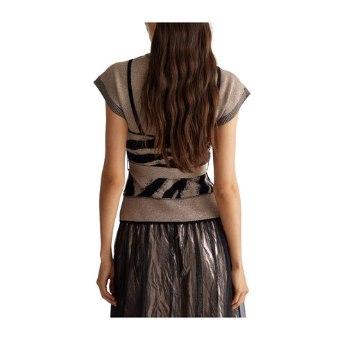 Liu Jo Maglia Maglia Donna jacquard con fusciacca Rose gold - Francavilla Moda