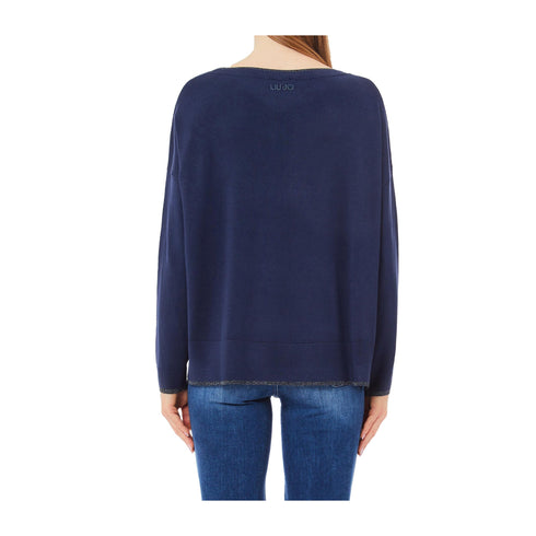 LIU JO Maglia Maglia Donna over con bordi in lurex Blu P25 - LIU.JOWXX054MS49I - 93921 - S - Francavilla Moda