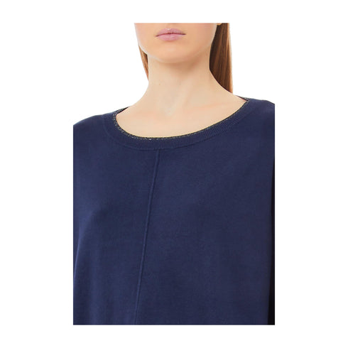 LIU JO Maglia Maglia Donna over con bordi in lurex Blu P25 - LIU.JOWXX054MS49I - 93921 - S - Francavilla Moda
