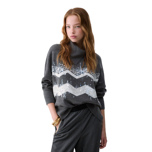 Liu Jo Pullover Maglia Donna zig-zag con paillettes XS - Francavilla Moda