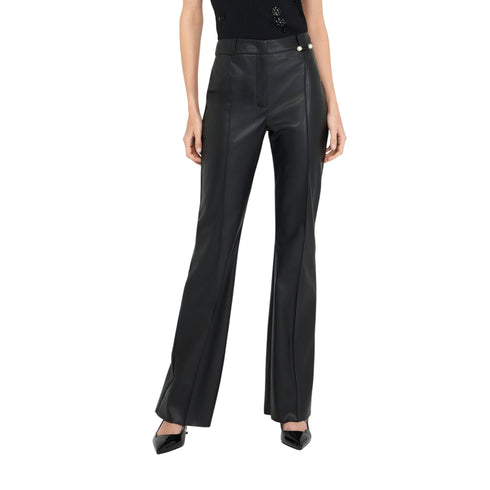 Liu Jo Pantaloni Pantaloni flare Donna in tessuto spalmato nero 40 - Francavilla Moda