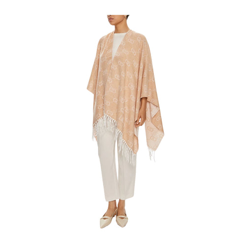 Liu Jo Poncho Poncho Donna con logo monogram Cammello - Francavilla Moda