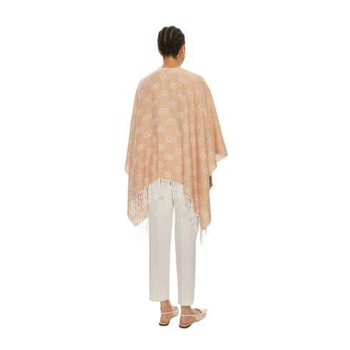 Liu Jo Poncho Poncho Donna con logo monogram Cammello - Francavilla Moda