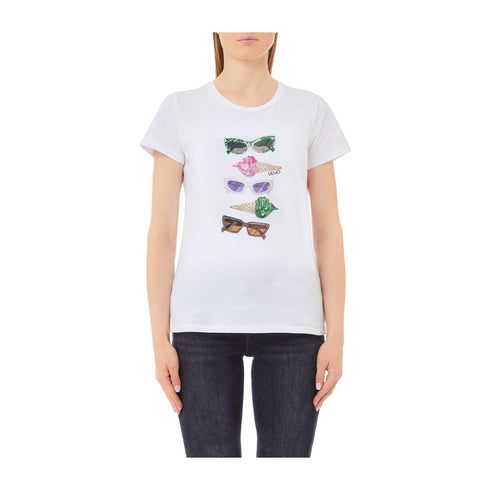 LIU JO T-shirt T-shirt Donna a maniche corte con stampa Bianco P25 - LIU.JOWA5343JS923 - M9518 - XS - Francavilla Moda