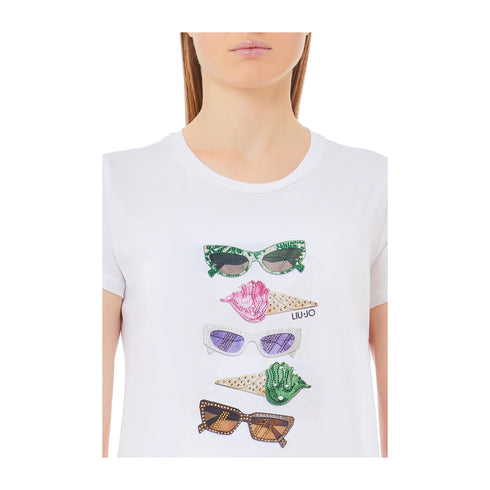 LIU JO T-shirt T-shirt Donna a maniche corte con stampa Bianco P25 - LIU.JOWA5343JS923 - M9518 - XS - Francavilla Moda