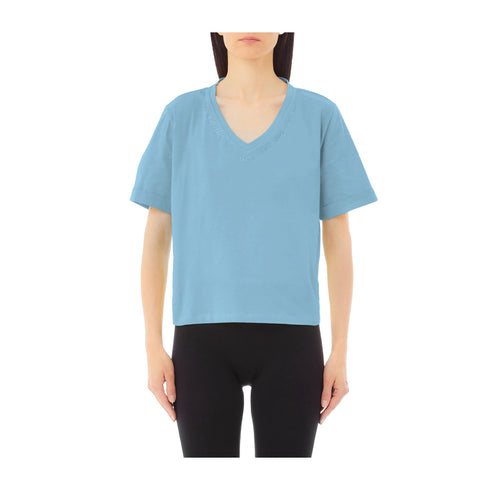 Liu Jo T-shirt T-shirt Donna a V con logo strass XS P25 - LIU.JOTA5175JS923 - M9490 - XS - Francavilla Moda