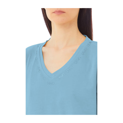 Liu Jo T-shirt T-shirt Donna a V con logo strass XS P25 - LIU.JOTA5175JS923 - M9490 - XS - Francavilla Moda