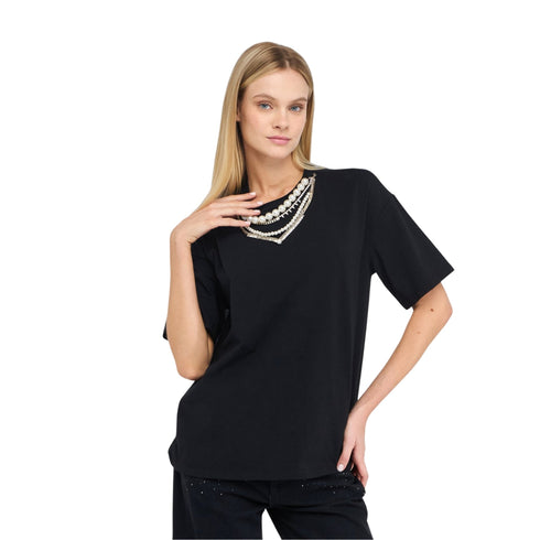 Liu Jo T-shirt T-shirt Donna con collana perle 40 - Francavilla Moda