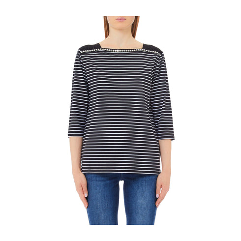LIU JO T-Shirt T-shirt Donna con maniche a tre quarti Nero bianco P25 - LIU.JOWA5227J4909 - 03156 - XS - Francavilla Moda