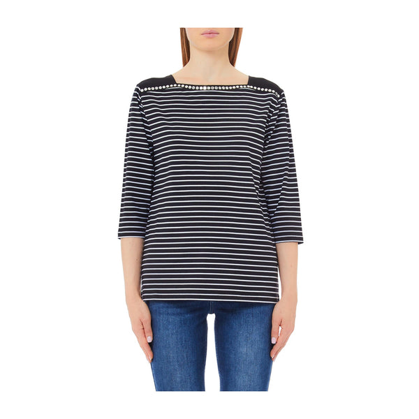 LIU JO T-Shirt T-shirt Donna con maniche a tre quarti Nero bianco P25 - LIU.JOWA5227J4909 - 03156 - XS - Francavilla Moda