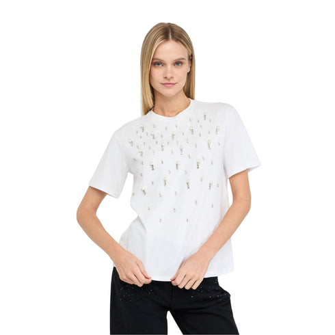 Liu Jo T-shirt T-shirt Donna con perle e strass 40 - Francavilla Moda
