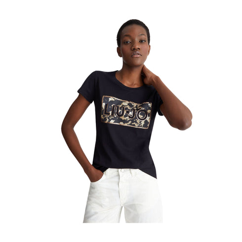 Liu Jo T-shirt T-shirt Donna con stampa e paillettes Nero P24-LIU.JOMA4333J5904-N9348-XS - Francavilla Moda