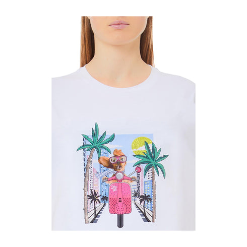 LIU JO T-shirt T-shirt Donna con stampa e strass Bianco - Francavilla Moda