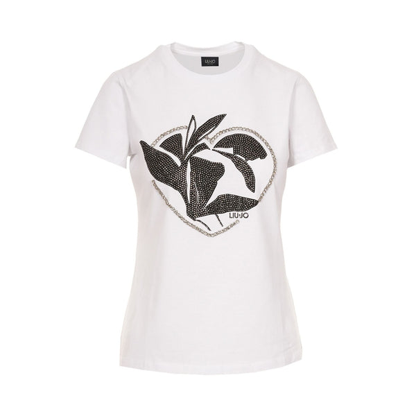 Liu Jo T-shirt T-shirt Donna con stampa strass Bianco nero - Francavilla Moda
