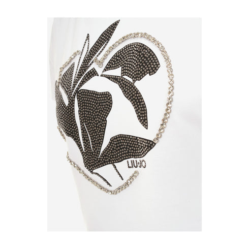 Liu Jo T-shirt T-shirt Donna con stampa strass Bianco nero - Francavilla Moda