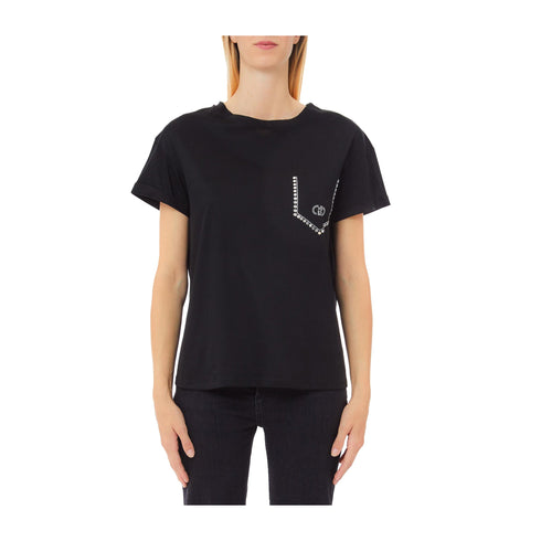 LIU JO T-shirt T-shirt Donna con taschino finto Nero P25 - LIU.JOWA5145J4893 - M9447 - S - Francavilla Moda