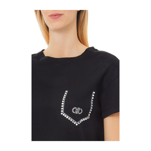 LIU JO T-shirt T-shirt Donna con taschino finto Nero P25 - LIU.JOWA5145J4893 - M9447 - S - Francavilla Moda