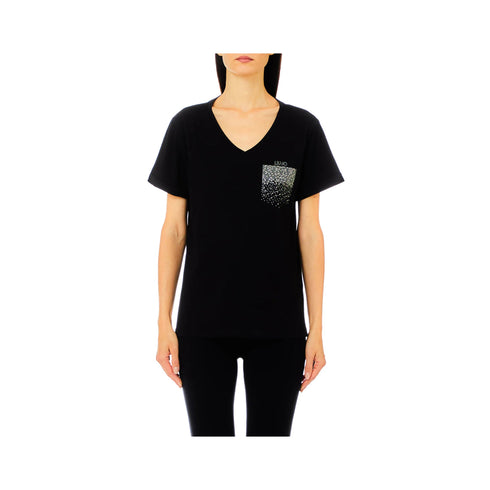 Liu Jo T-shirt T-shirt Donna con taschino strass Nero - Francavilla Moda