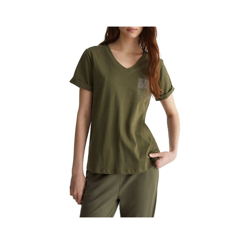 Liu Jo T-shirt T-shirt Donna con taschino strass Verde A24 - LIU.JOTF4078J6040 - N9717 - XS - Francavilla Moda