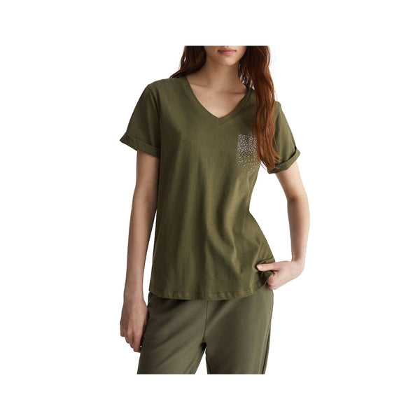 Liu Jo T-shirt T-shirt Donna con taschino strass Verde A24 - LIU.JOTF4078J6040 - N9717 - XS - Francavilla Moda