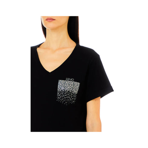 Liu Jo T-shirt T-shirt Donna con taschino strass Nero - Francavilla Moda