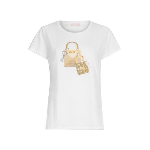 Liu Jo T-shirt T-shirt Donna girocollo con stampa strass XS - Francavilla Moda