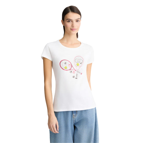 Liu Jo T-shirt T-shirt Donna girocollo con stampa strass XS P25 - LIU.JOWA5362JS923 - M9569 - XS - Francavilla Moda