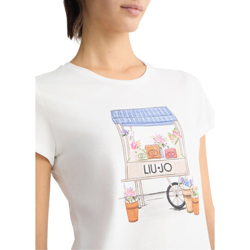 Liu Jo T-shirt T-shirt Donna girocollo con stampa strass XS P25 - LIU.JOWA5362JS923 - M9570 - XS - Francavilla Moda