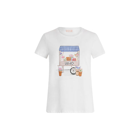 Liu Jo T-shirt T-shirt Donna girocollo con stampa strass XS P25 - LIU.JOWA5362JS923 - M9570 - XS - Francavilla Moda