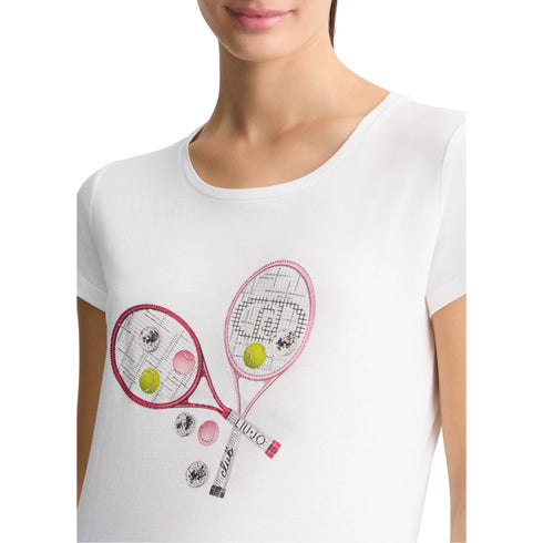 Liu Jo T-shirt T-shirt Donna girocollo con stampa strass XS P25 - LIU.JOWA5362JS923 - M9569 - XS - Francavilla Moda