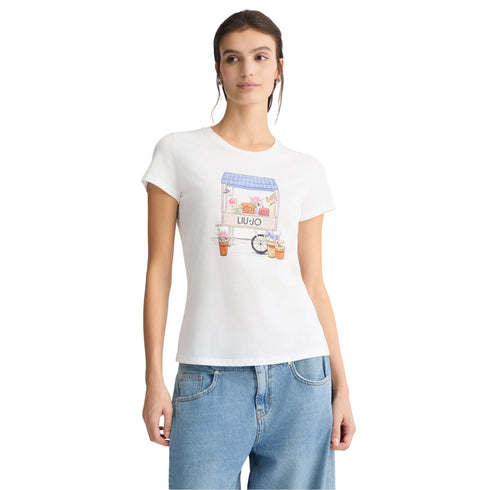 Liu Jo T-shirt T-shirt Donna girocollo con stampa strass XS P25 - LIU.JOWA5362JS923 - M9570 - XS - Francavilla Moda