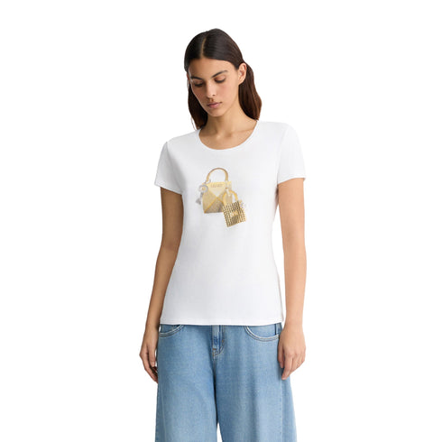 Liu Jo T-shirt T-shirt Donna girocollo con stampa strass XS - Francavilla Moda
