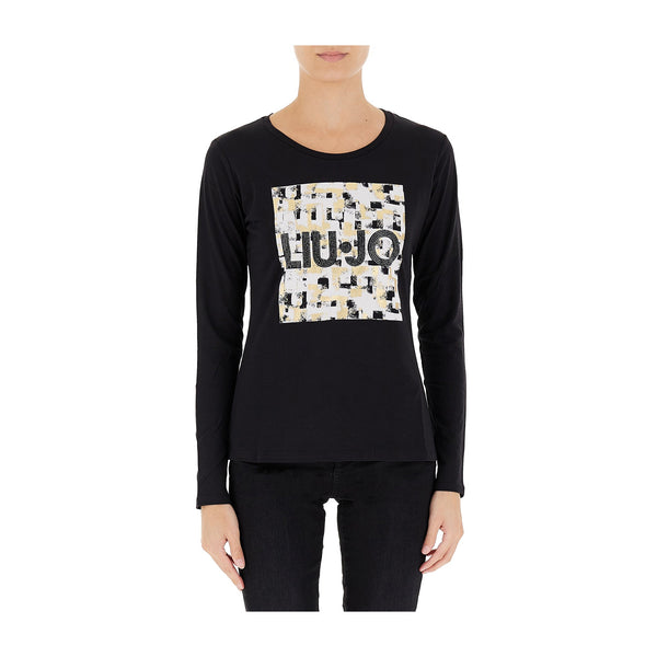 Liu Jo T-shirt T-shirt Donna in cotone a maniche lunghe Nero panna A24 - LIU.JOWF4569JS923 - N9973 - XS - Francavilla Moda