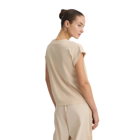 Liu Jo T-shirt T-shirt Donna in cotone con logo Beige XS - Francavilla Moda
