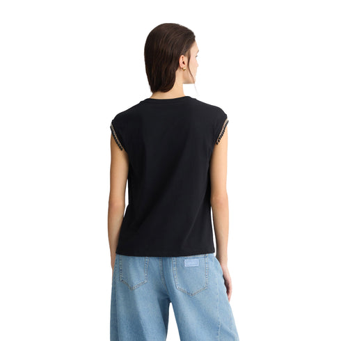 Liu Jo T-shirt T-shirt Donna in jersey con perline XS P25 - LIU.JOWA5158J5003 - 22222 - XS - Francavilla Moda