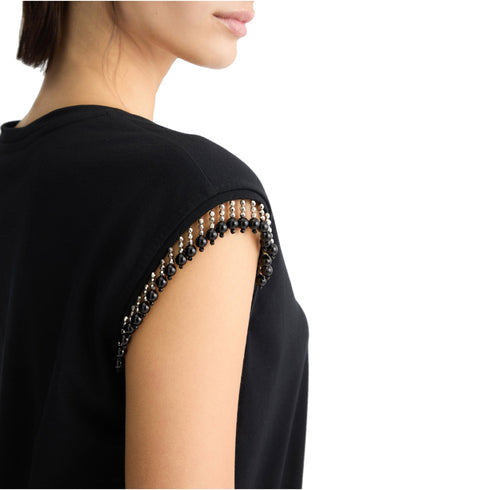 Liu Jo T-shirt T-shirt Donna in jersey con perline XS P25 - LIU.JOWA5158J5003 - 22222 - XS - Francavilla Moda