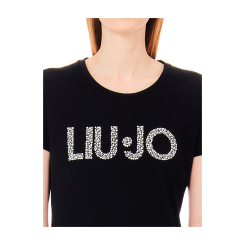 Liu Jo T-shirt T-shirt Donna logo con perle Nero - Francavilla Moda