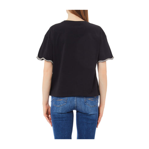 LIU JO T-shirt T-shirt Donna maniche con strass Nero P25 - LIU.JOWA5182JS904 - 22222 - S - Francavilla Moda