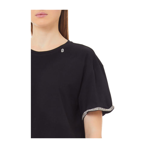 LIU JO T-shirt T-shirt Donna maniche con strass Nero P25 - LIU.JOWA5182JS904 - 22222 - S - Francavilla Moda