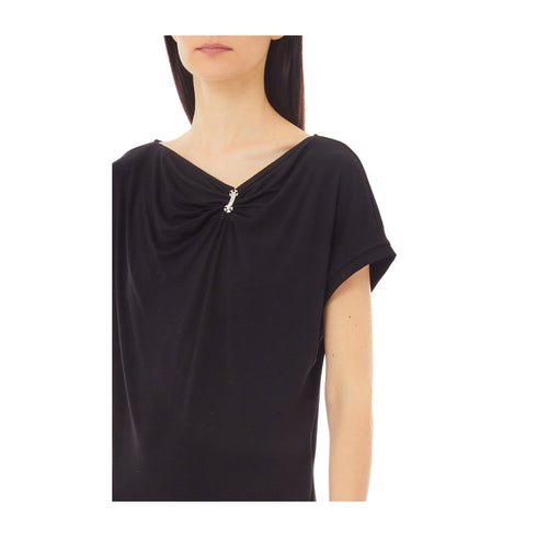 LIU JO T-shirt T-shirt Donna scollo con dettaglio gioiello Nero P25 - LIU.JOTA5176JS360 - 22222 - XS - Francavilla Moda