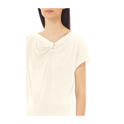 LIU JO T-shirt T-shirt Donna scollo con dettaglio gioiello Panna - Francavilla Moda
