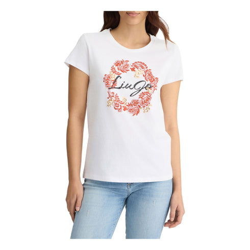 Liu Jo T-shirt T-shirt Donna slim fit con stampa Bianco terracotta - Francavilla Moda