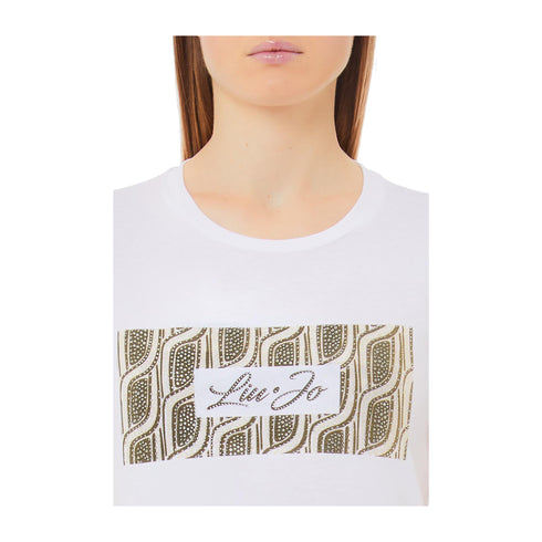 LIU JO T-shirt T-shirt Donna slim fit con stampa Bianco verde militare P25 - LIU.JOWA5240JS923 - M9615 - XS - Francavilla Moda