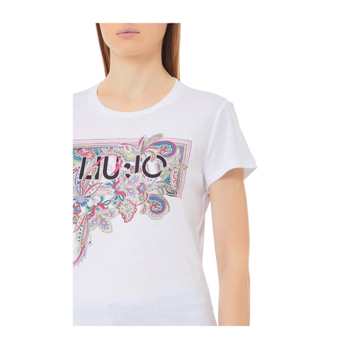 LIU JO T-shirt T-shirt Donna slim fit con stampa Bianco multi P25 - LIU.JOWA5240JS923 - M9616 - S - Francavilla Moda