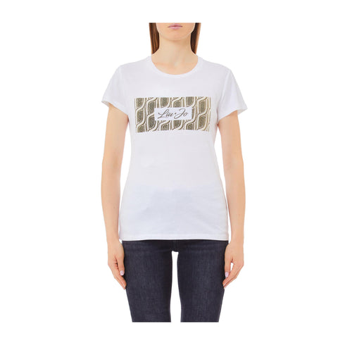 LIU JO T-shirt T-shirt Donna slim fit con stampa Bianco verde militare P25 - LIU.JOWA5240JS923 - M9615 - XS - Francavilla Moda